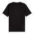 Back view of a plain black short-sleeved crew neck t-shirt.