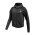 Black Nike full-zip hoodie with a white swoosh logo on the chest, featuring a hood and athletic fit.