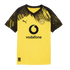 A yellow and black Puma Borussia Dortmund soccer jersey with a Vodafone sponsor logo and patterned sleeves.