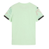 Back view of a pale green Puma short-sleeved t-shirt with patterned sleeves and black cuffs.