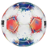 White soccer ball with colorful red, blue, and yellow paint-splatter graphics, featuring Derbystar and Bundesliga logos, isolated on a black background.