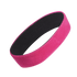 Bright pink elastic headband with a black inner lining, shown as a loop against a black background.