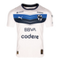 White C.F. Monterrey Puma soccer jersey featuring a blue chevron chest pattern, club crest, and BBVA and Codere sponsor logos.