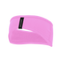 A bright pink Nike Running headband with a small black brand tag on the front, set against a solid black background.
