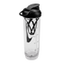 Clear Nike shaker bottle with a black lid, swoosh logo, measurement markings, and an internal mixing whisk.