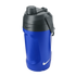 Blue and grey Nike fuel jug featuring a flip-top lid, carry handle, and the Nike swoosh logo on the base and lid collar.