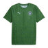 Green Manchester City FC short-sleeved training jersey featuring an all-over geometric pattern, a white Puma logo, and the club's crest.