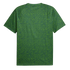 A green short-sleeved t-shirt featuring an intricate, all-over geometric pattern of small triangles in various shades of green.