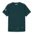Back of a dark teal sports jersey featuring light green geometric patterns on the sleeves and bottom. Includes small logos at the neck and light blue Puma logos on the shoulders.