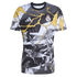 Real Madrid x Marvel Adidas jersey featuring black, white, and yellow comic-style graphics of Thor and Avengers with stylized lightning bolts.