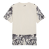 Back of an off-white t-shirt featuring grey abstract horse graphics on the sleeves and bottom hem. It includes small Puma shoulder logos and a horse emblem centered below the neckline.