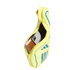 A yellow Adidas bag against a black background, zipped open to show a white smartphone and a brown notebook inside.