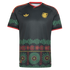 Black Adidas Jamaica football jersey featuring gold logos and a vibrant red, green, and yellow sound wave and vinyl record pattern on the sleeves and lower body.