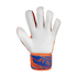 White goalkeeper glove with orange and blue wrist strap reading "ATTRAKT" and "BE THE ONE." on a black background.