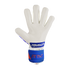 White Reusch Attrakt goalkeeper glove with a blue wrist strap and orange lettering.