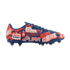 A blue Puma soccer cleat with red and white retro video game graphics, including pixelated "PRESS START," "#10 PULISIC," and "GOAL" text.