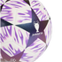 Close-up of a white soccer ball featuring purple wavy patterns and dark blue stars. One star displays a trophy icon and the text "BUDAPEST 26 FINAL".