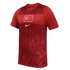 Red Nike Turkey national team soccer jersey featuring a marbled swirl pattern and the Turkish flag on the chest.