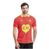 A man with a beard wearing a red jersey with a yellow collar and a large yellow heart centered with red "CH" letters. He stands against a white background with one hand in his pocket.