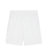 Front view of white athletic shorts with an elastic waistband and "DRYCELL" branding on the upper right side, set against a solid black background.
