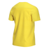 Back view of a bright yellow short-sleeved t-shirt with a mesh-textured back panel.