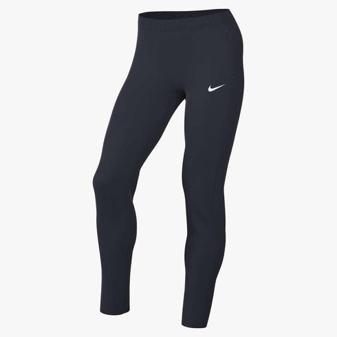 A pair of black ankle-length Nike leggings featuring a small white swoosh logo on the hip, shown against a plain white background.