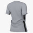 Back view of a grey short-sleeved mesh t-shirt with black zigzag panels on the sides, set against a plain white background.