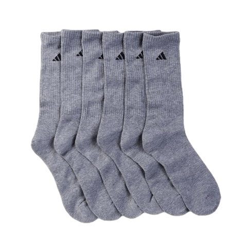 Adidas Cushioned Compression Crew Socks (6 Pack) - Grey 5141533A