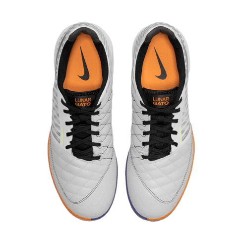 Nike Lunar Gato II Indoor Soccer Court Shoes - White / Grey