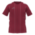 A burgundy Adidas soccer jersey with thin white and dark vertical pinstripes, an outlined chest logo, and signature three stripes on the shoulders.